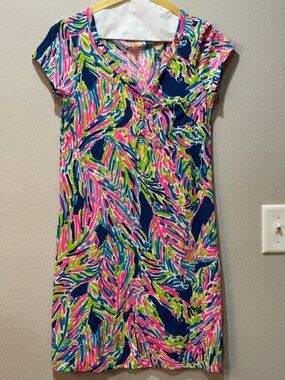 Lilly Pulitzer Navy, Pink & Lime Abstract Print Mini Dress